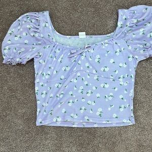 Purple floral print shirt